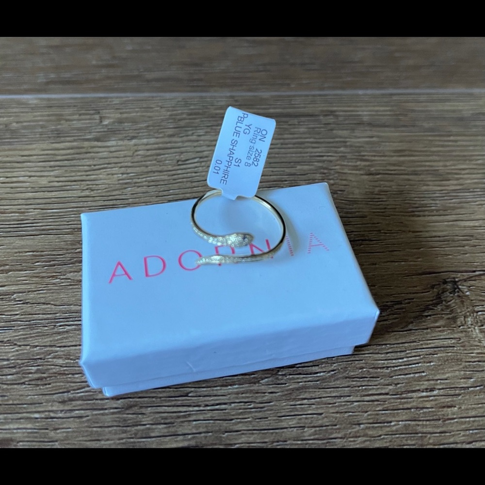 ADORNIA-NWT 14K Gold, Diamond, Sapphire Snake RING - Picture 2 of 14